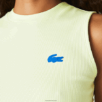 Lacoste חולצת טניס צמודה ספורטיבית DZ4D0D2560 צהוב 6gd נשים - Image 5