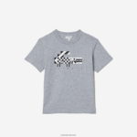 Lacoste חולצת טריקו אוברסייז בסגנון ימי DZ4D0D3143 chine אפור cca ילדים - Image 5