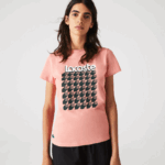 Lacoste חולצת טריקו בדוגמת דופי כלב נושמת DZ4D0D2596 ורוד לבן ירוק qzc נשים