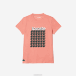 Lacoste חולצת טריקו בדוגמת דופי כלב נושמת DZ4D0D2596 ורוד לבן ירוק qzc נשים - Image 5