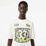 Lacoste חולצת טריקו בהדפס כותנה ג'רזי בגזרה רופפת DZ4D0D144 לבן 70V גברים - Image 2