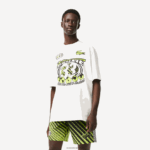 Lacoste חולצת טריקו בהדפס כותנה ג'רזי בגזרה רופפת DZ4D0D144 לבן 70V גברים
