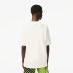 Lacoste חולצת טריקו בהדפס כותנה ג'רזי בגזרה רופפת DZ4D0D144 לבן 70V גברים - Image 3