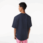Lacoste חולצת טריקו בהדפס כותנה ג'רזי בגזרה רופפת DZ4D0D146 כחול kxe גברים - Image 3