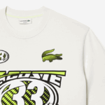 Lacoste חולצת טריקו בהדפס כותנה ג'רזי בגזרה רופפת DZ4D0D144 לבן 70V גברים - Image 5