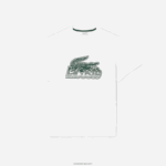 Lacoste חולצת טריקו בהדפס כותנה ג'רזי DZ4D0D63 לבן 001 גברים - Image 4
