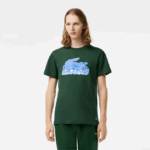 Lacoste חולצת טריקו בהדפס כותנה ג'רזי DZ4D0D65 ירוק 132 גברים