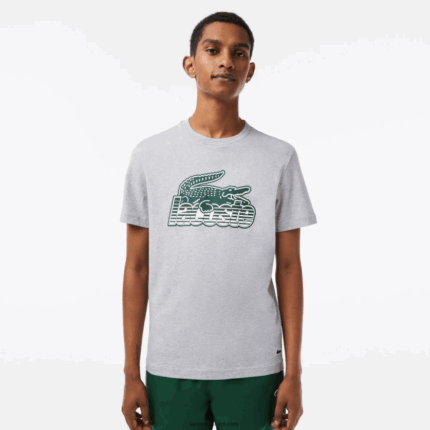 Lacoste חולצת טריקו בהדפס כותנה ג'רזי DZ4D0D66 chine אפור cca גברים