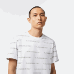 Lacoste חולצת טריקו בהדפס לוגו כותנה ג'רזי DZ4D0D502 לבן חאקי ירוק gy8 גברים - Image 2