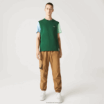 Lacoste חולצת טריקו בצבע ג'רזי בצבע בלוק כותנה בהתאמה רגילה DZ4D0D812 כחול בהיר ירוק 8at גברים - Image 2