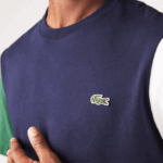 Lacoste חולצת טריקו בצבע ג'רזי בצבע בלוק כותנה בהתאמה רגילה DZ4D0D814 כחול כהה ירוק לבן יון גברים - Image 2