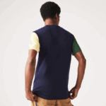 Lacoste חולצת טריקו בצבע ג'רזי בצבע בלוק כותנה בהתאמה רגילה DZ4D0D811 כחול כהה ירוק צהוב uxw גברים - Image 3