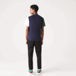 Lacoste חולצת טריקו בצבע ג'רזי בצבע בלוק כותנה בהתאמה רגילה DZ4D0D814 כחול כהה ירוק לבן יון גברים - Image 3