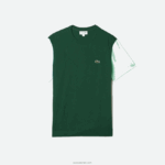 Lacoste חולצת טריקו בצבע ג'רזי בצבע בלוק כותנה בהתאמה רגילה DZ4D0D812 כחול בהיר ירוק 8at גברים - Image 4