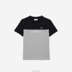 Lacoste חולצת טריקו בצבע ג'רסי מכותנה אורגנית DZ4D0D3015 כחול כהה אפור chine e6a ילדים