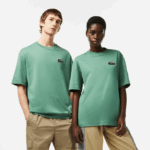 Lacoste חולצת טריקו גדולה מכותנה אורגנית תנין בגזרה משוחררת DZ4D0D125 ירוק חאקי kx5 גברים
