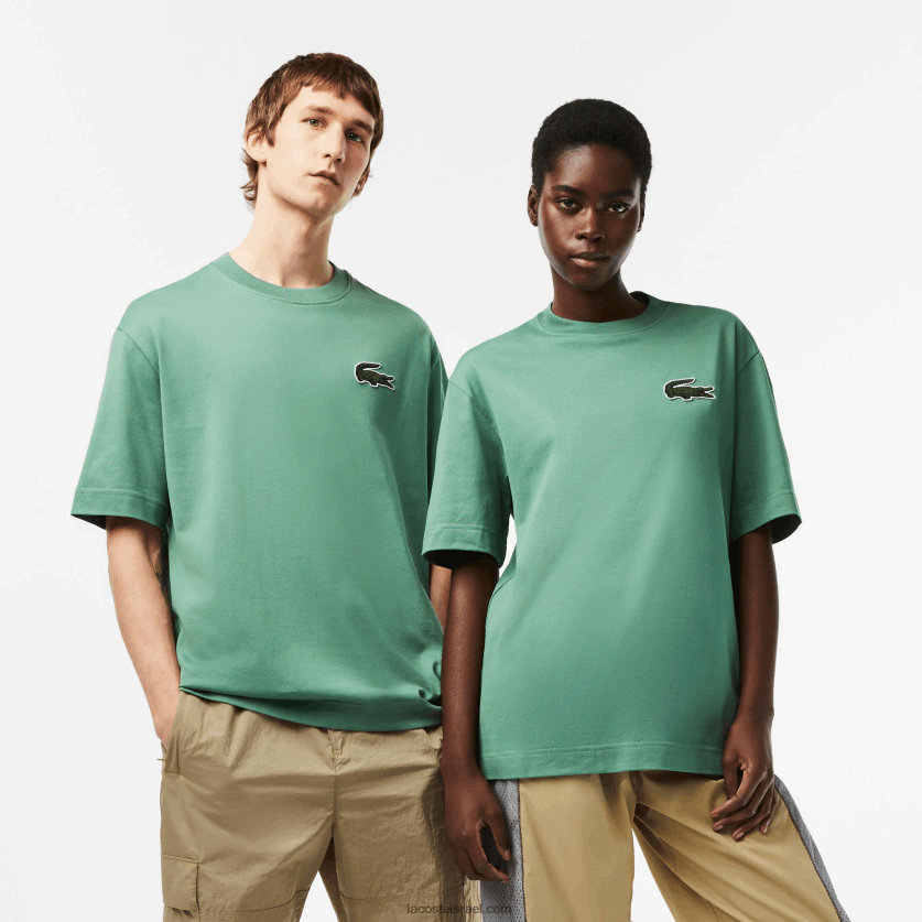 lacoste_d797d795d79cd7a6d7aa_d798d7a8d799d7a7d795_d792d793d795d79cd794_d79ed79bd795d7aad7a0d794_d790d795d7a8d792d7a0d799d7aa.png Lacoste חולצת טריקו גדולה מכותנה אורגנית תנין בגזרה משוחררת DZ4D0D125 ירוק חאקי kx5 גברים - Image 1
