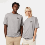 Lacoste חולצת טריקו גדולה מכותנה אורגנית תנין בגזרה משוחררת DZ4D0D74 chine אפור cca גברים