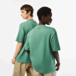 Lacoste חולצת טריקו גדולה מכותנה אורגנית תנין בגזרה משוחררת DZ4D0D125 ירוק חאקי kx5 גברים - Image 3