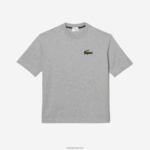 Lacoste חולצת טריקו גדולה מכותנה אורגנית תנין בגזרה משוחררת DZ4D0D74 chine אפור cca גברים - Image 4