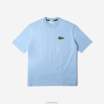 Lacoste חולצת טריקו גדולה מכותנה אורגנית תנין בגזרה משוחררת DZ4D0D76 כחול hbp גברים - Image 4
