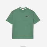 Lacoste חולצת טריקו גדולה מכותנה אורגנית תנין בגזרה משוחררת DZ4D0D125 ירוק חאקי kx5 גברים - Image 4