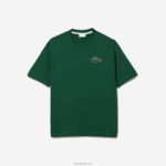 Lacoste חולצת טריקו גדולה מכותנה אורגנית תנין בגזרה משוחררת DZ4D0D77 ירוק 132 גברים - Image 5