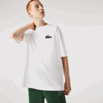 Lacoste חולצת טריקו גדולה מכותנה אורגנית תנין בגזרה משוחררת DZ4D0D75 לבן 001 גברים - Image 6