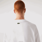 Lacoste חולצת טריקו גדולה מכותנה אורגנית תנין בגזרה משוחררת DZ4D0D75 לבן 001 גברים - Image 8