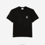 Lacoste חולצת טריקו ג'רזי מכותנה אורגנית בכושר נינוח DZ4D0D223 שחור 031 גברים