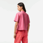 Lacoste חולצת טריקו ג'רזי מכותנה במידות גדולות DZ4D0D2428 ורוד 2r3 נשים - Image 3