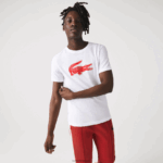 Lacoste חולצת טריקו ג'רזי נושמת בהדפס תלת מימד DZ4D0D87 לבן אדום b6c גברים - Image 2