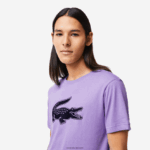 Lacoste חולצת טריקו ג'רזי נושמת בהדפס תלת מימד DZ4D0D863 סגול כחול כהה w87 גברים - Image 2
