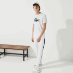 Lacoste חולצת טריקו ג'רזי נושמת בהדפס תלת מימד DZ4D0D89 כחול כהה לבן 522 גברים - Image 2