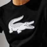 Lacoste חולצת טריקו ג'רזי נושמת בהדפס תלת מימד DZ4D0D161 שחור לבן 258 גברים - Image 2