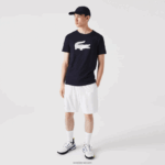 Lacoste חולצת טריקו ג'רזי נושמת בהדפס תלת מימד DZ4D0D706 כחול כהה לבן 525 גברים - Image 2