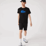 Lacoste חולצת טריקו ג'רזי נושמת בהדפס תלת מימד DZ4D0D836 שחור כחול 985 גברים - Image 2