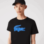 Lacoste חולצת טריקו ג'רזי נושמת בהדפס תלת מימד DZ4D0D836 שחור כחול 985 גברים