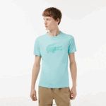 Lacoste חולצת טריקו ג'רזי נושמת בהדפס תלת מימד DZ4D0D86 ירוק בהיר zki גברים
