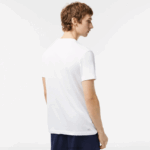Lacoste חולצת טריקו ג'רזי נושמת בהדפס תלת מימד DZ4D0D122 לבן כחול כל גברים - Image 3