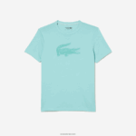 Lacoste חולצת טריקו ג'רזי נושמת בהדפס תלת מימד DZ4D0D86 ירוק בהיר zki גברים - Image 4