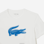 Lacoste חולצת טריקו ג'רזי נושמת בהדפס תלת מימד DZ4D0D122 לבן כחול כל גברים - Image 5