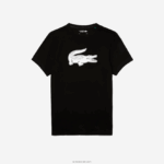 Lacoste חולצת טריקו ג'רזי נושמת בהדפס תלת מימד DZ4D0D161 שחור לבן 258 גברים - Image 5