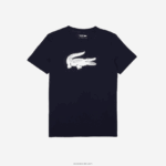 Lacoste חולצת טריקו ג'רזי נושמת בהדפס תלת מימד DZ4D0D706 כחול כהה לבן 525 גברים - Image 5