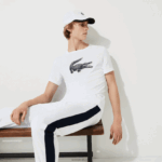 Lacoste חולצת טריקו ג'רזי נושמת בהדפס תלת מימד DZ4D0D89 כחול כהה לבן 522 גברים