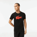 Lacoste חולצת טריקו ג'רזי נושמת בהדפס תלת מימד DZ4D0D99 שחור אדום bzj גברים