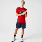 Lacoste חולצת טריקו ג'רסי בהדפס תנין ספורט DZ4D0D841 אדום 240 גברים