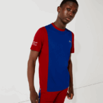 Lacoste חולצת טריקו דו-צבעונית עמידה לנשימה DZ4D0D901 כחול אדום לבן vpa גברים