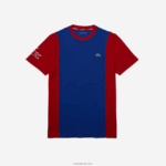 Lacoste חולצת טריקו דו-צבעונית עמידה לנשימה DZ4D0D901 כחול אדום לבן vpa גברים - Image 4