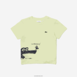 Lacoste חולצת טריקו כותנה ג'רזי בהדפס תנינים DZ4D0D3161 צהוב 6gd ילדים - Image 4